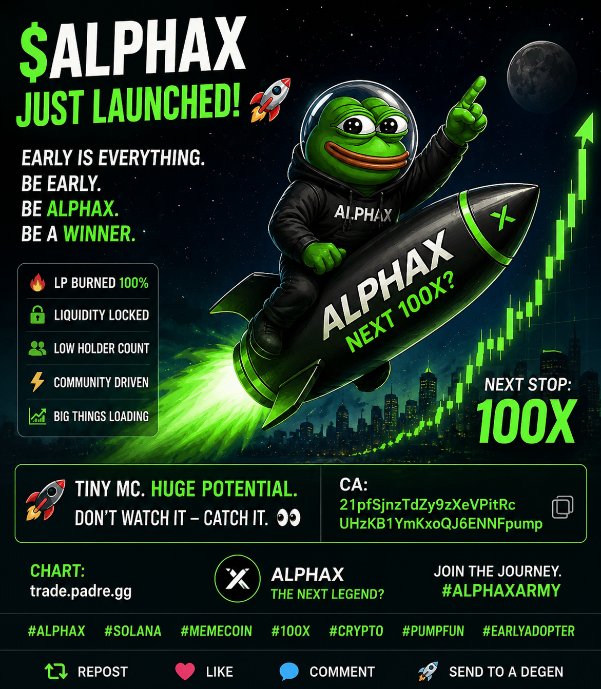 ALPHAX meme coin poster